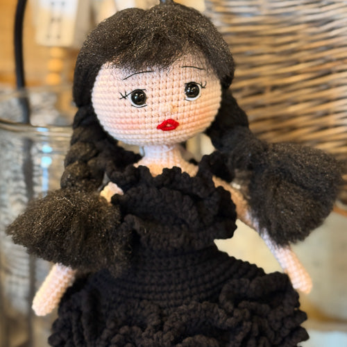 Wednesday Addams Crocheted Doll