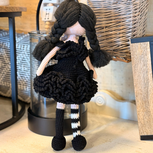Wednesday Addams Crocheted Doll
