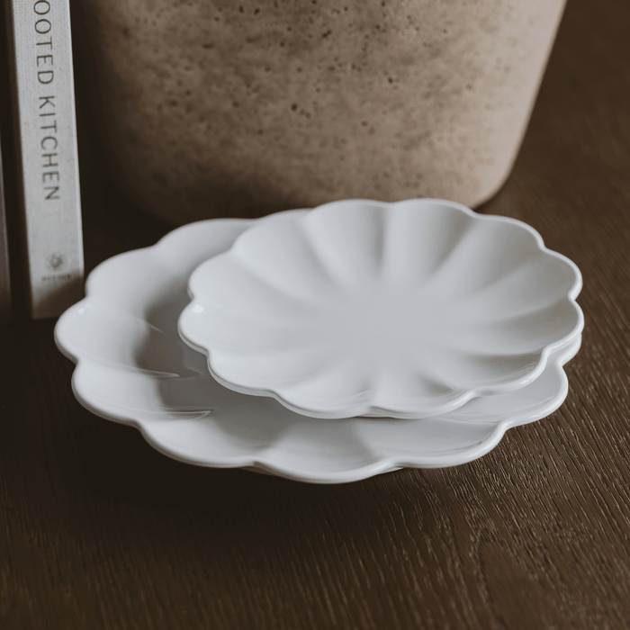 White Scalloped Serving Tray Set - Olita Gifts & Goods