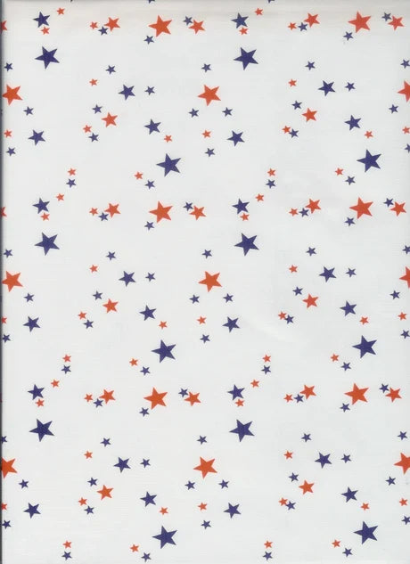 White with Red and Blue Stars Tablecloth 48x84