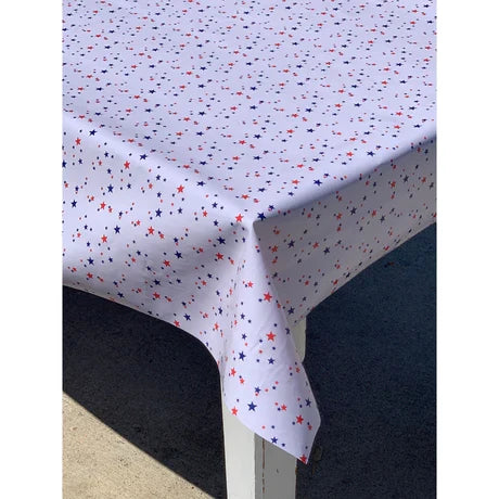 White with Red and Blue Stars Tablecloth 48x84