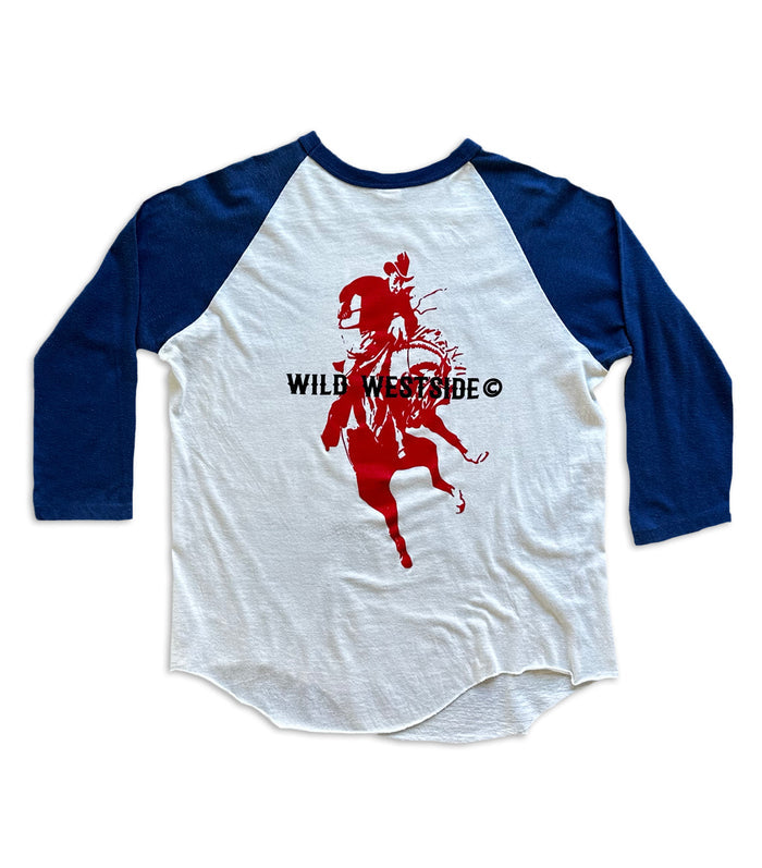 Wild Westside Baseball Tee - Logo / Horse (Blue/White)