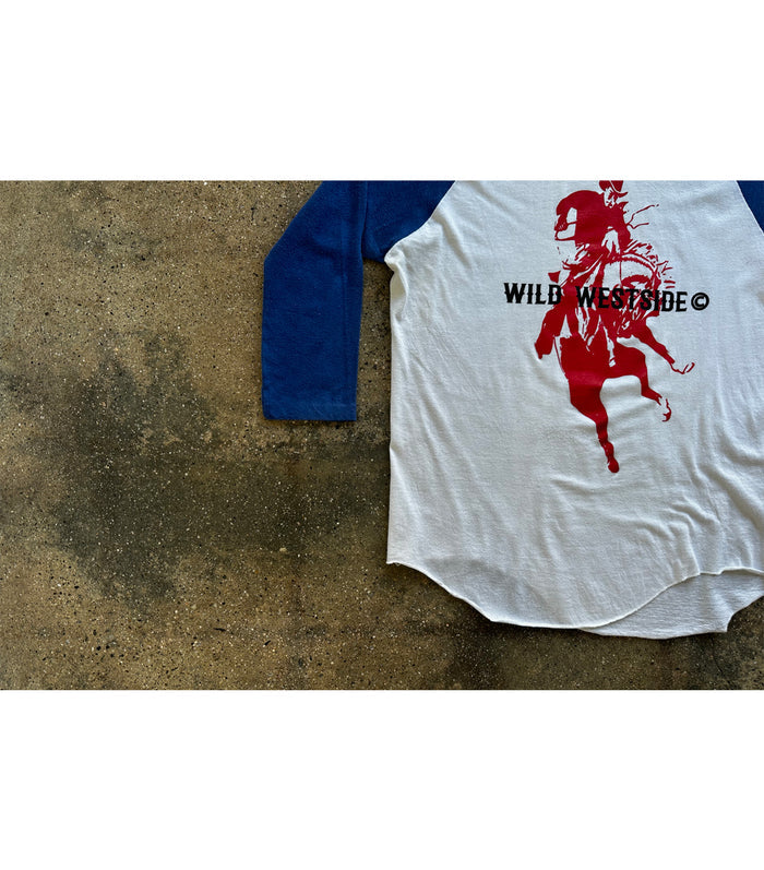 Wild Westside Baseball Tee - Logo / Horse (Blue/White)