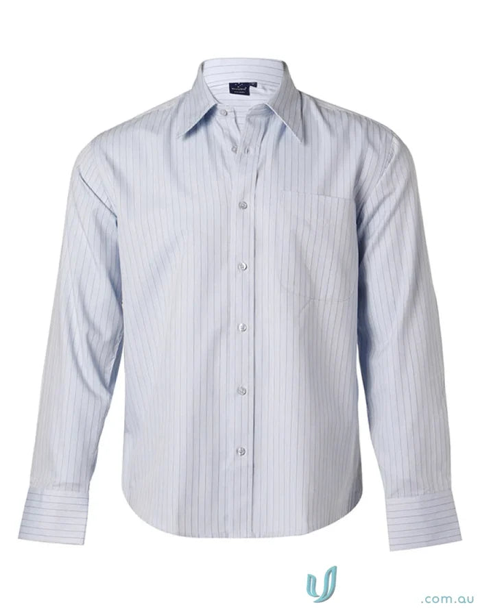Light blue striped dress shirt from Winning Spirit Pin with BS17 Pin Stripe for mens workwear