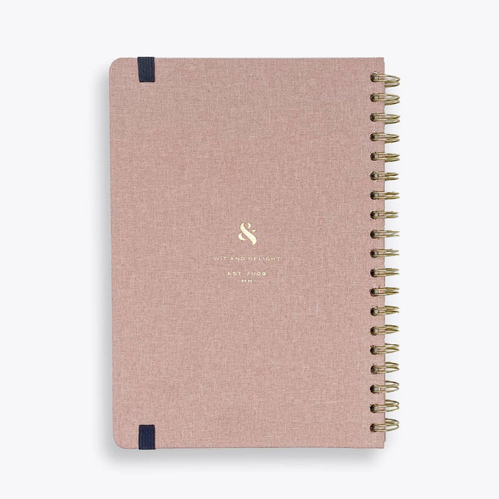 Wit & Delight - Pink Linen Spiral Note to Self Journal