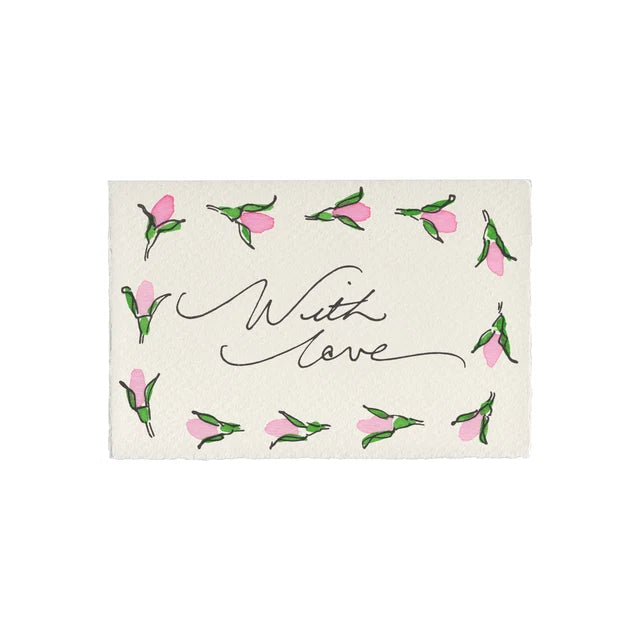 With Love Rosebuds Hand Painted Greeting Card | Scribble & Daub