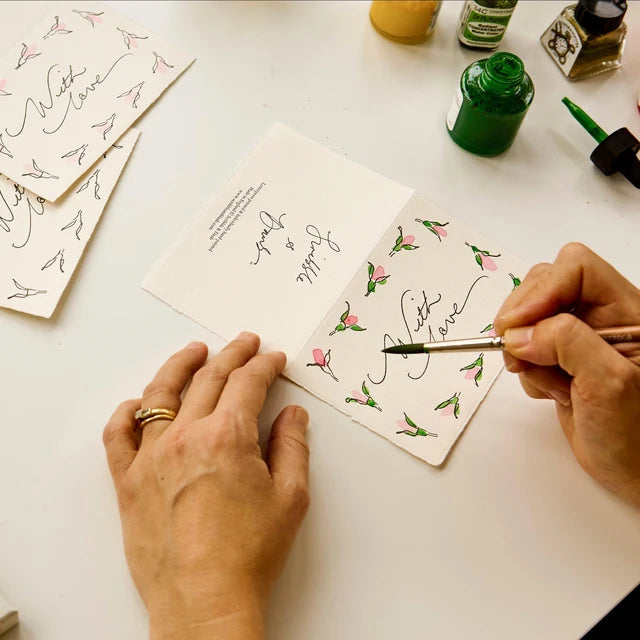With Love Rosebuds Hand Painted Greeting Card | Scribble & Daub