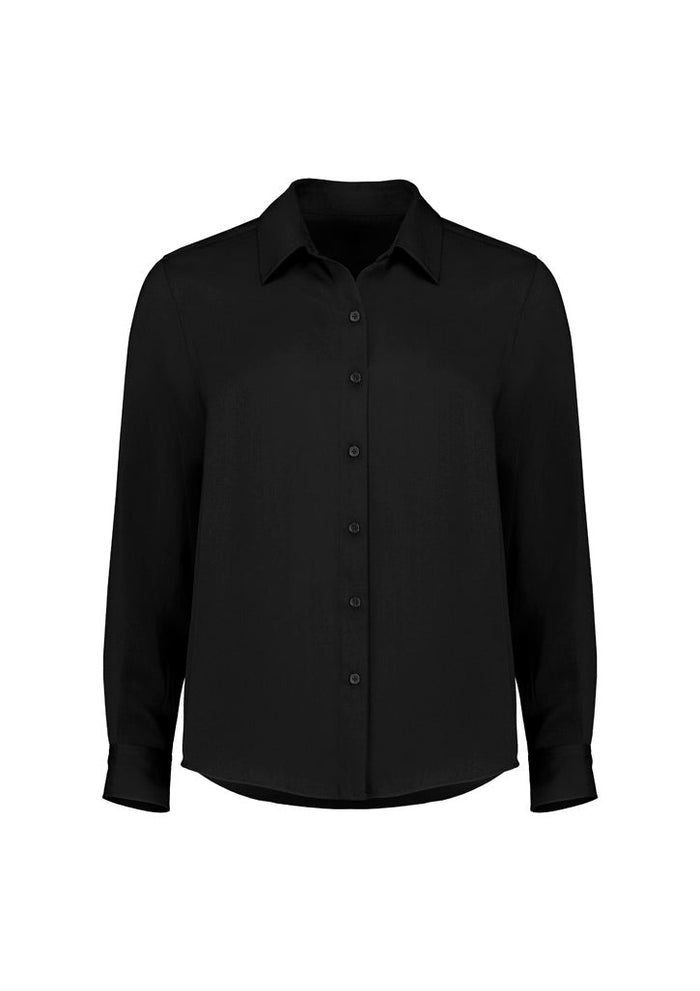 Womens Evelyn long sleeve shirt black with modesty bust buttons